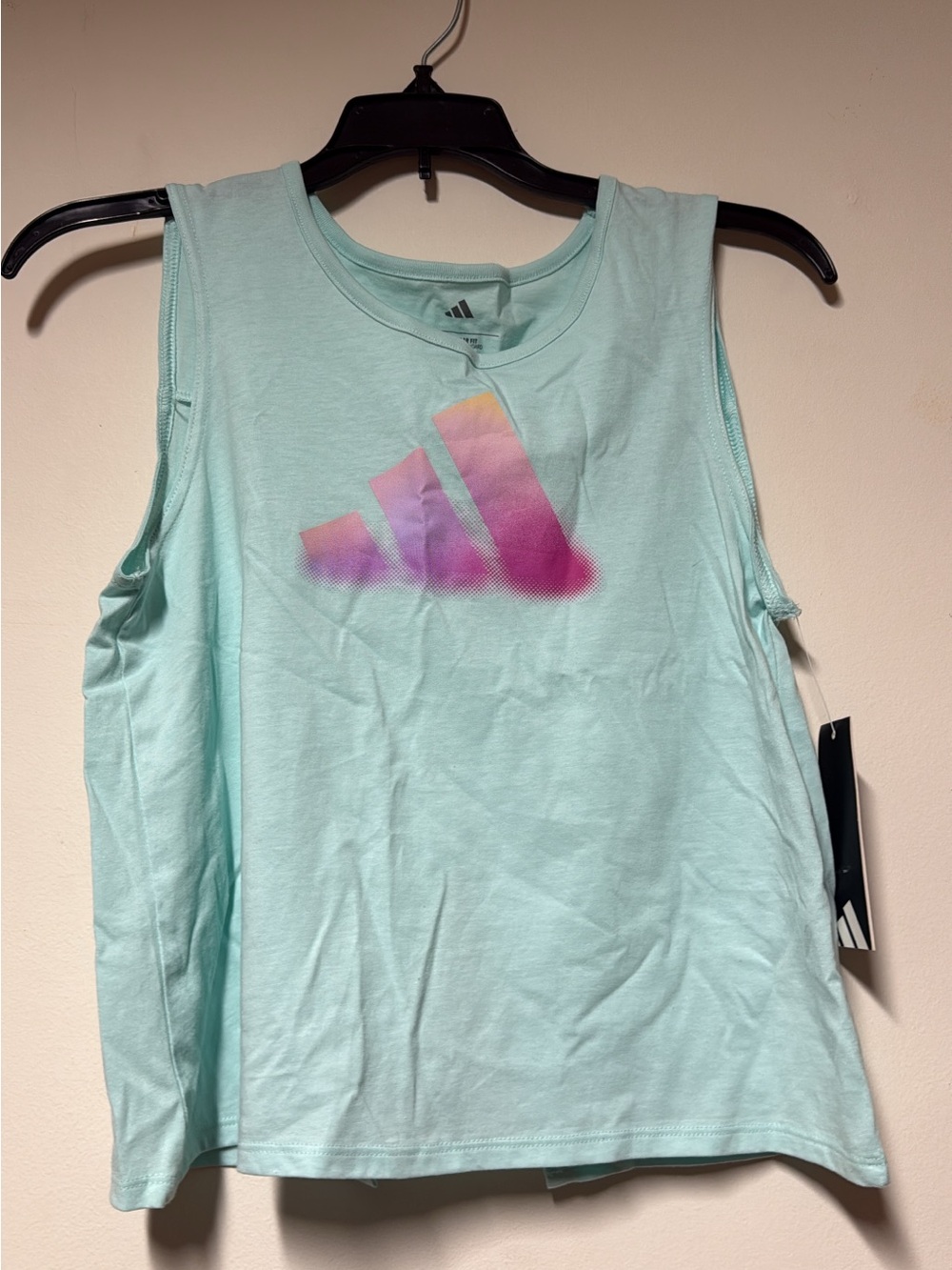 adidas Mint Aqua Sleeveless Tank with Pink-Purple Gradient Logo